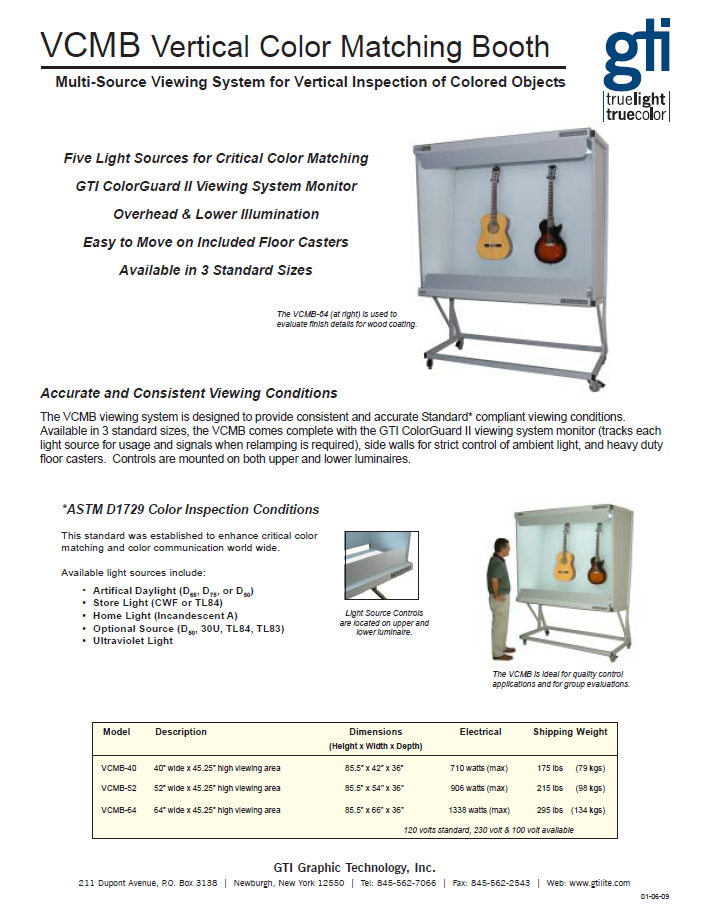 vertical color matching booth